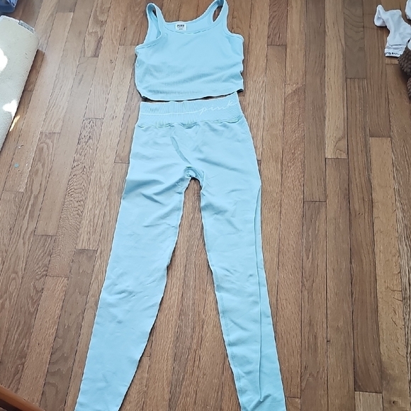 PINK Set-Leggings & Crop Racerback Athletic Top - Picture 2 of 11